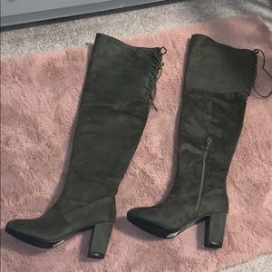 New hunter green over the knee thigh high boots